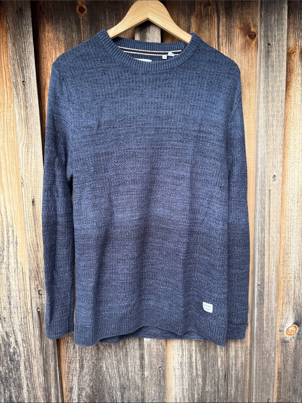 Men's Jack & Jones 100% Cotton Crewneck Sweater - Heathered Dark Blue